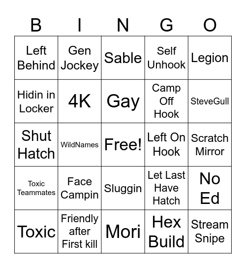 DBDBDBDBD Bingo Card