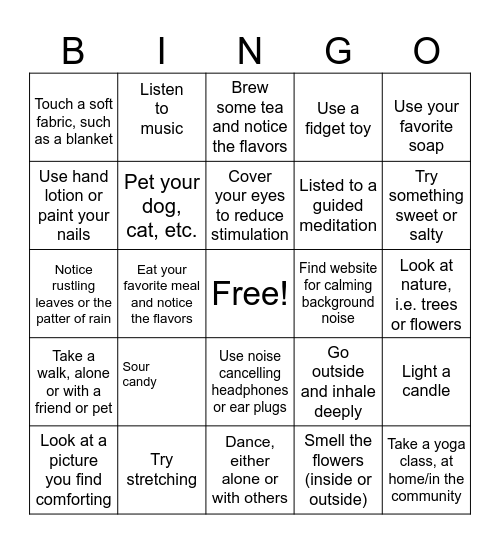 Use your 6 senses! Bingo Card