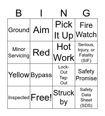 December Safety Bingo Card
