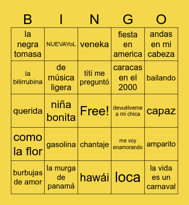 Bingo musical 2026 Bingo Card
