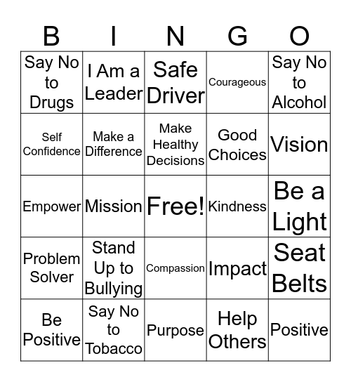 iCARE Holiday Bingo Card