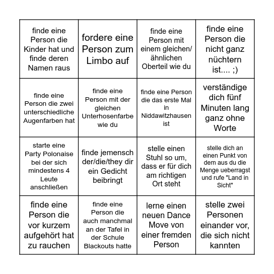 Lower Joke Town Bingo Card