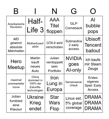 Bingo 2026 von Julian Bingo Card