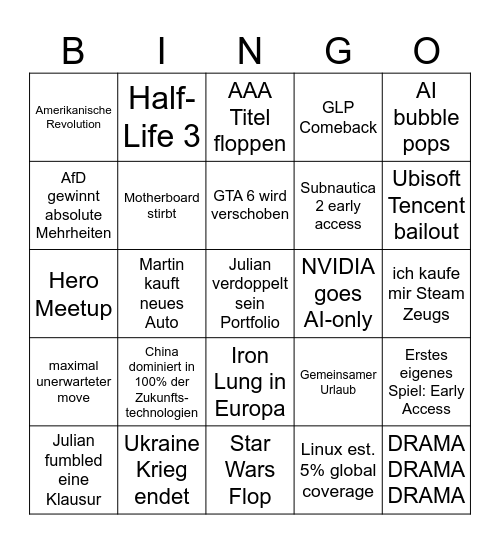 Bingo 2026 von Julian Bingo Card