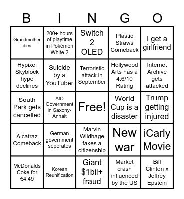 2026 Bingo Card