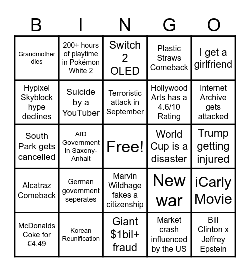 2026 Bingo Card