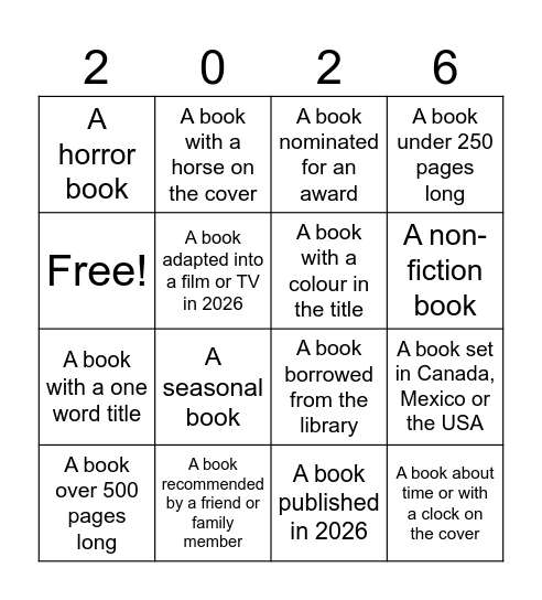 Book Bingo Card