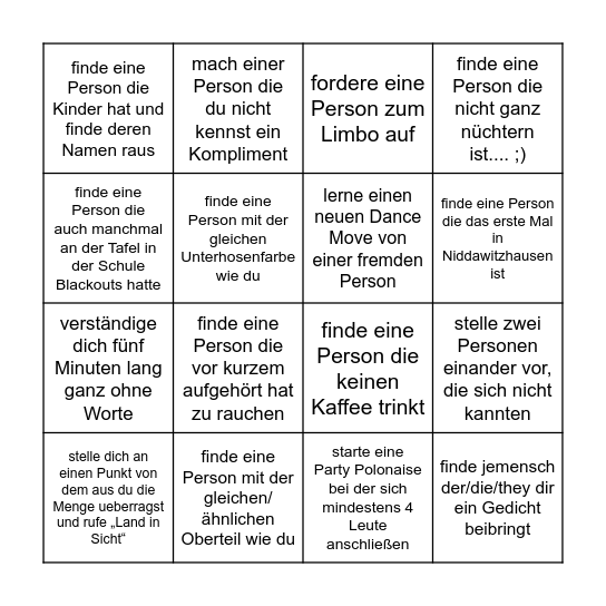 Lower Joke Town Bingo Card