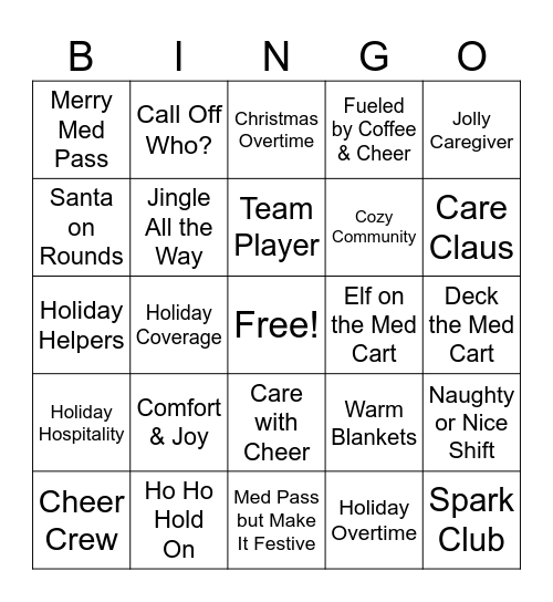 Charter Filled Christmas Bingo Card