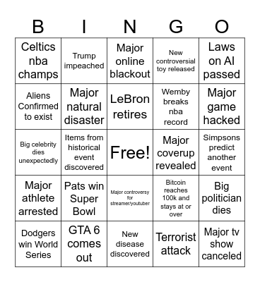 2026 bingo board Bingo Card