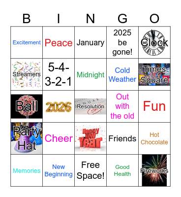 New Years Bingo Card