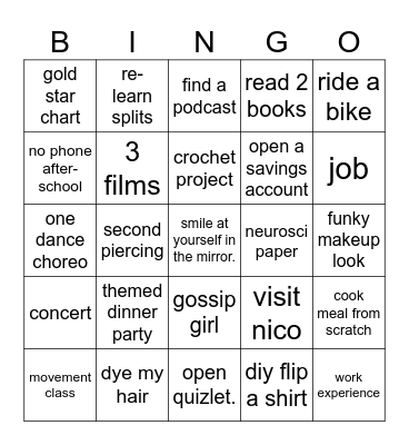 amzie in 2026 Bingo Card