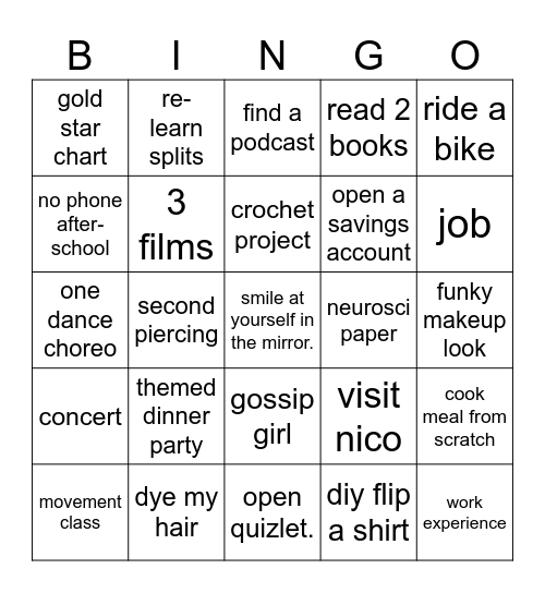 amzie in 2026 Bingo Card