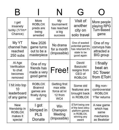 Positive 2026 Bingo Card