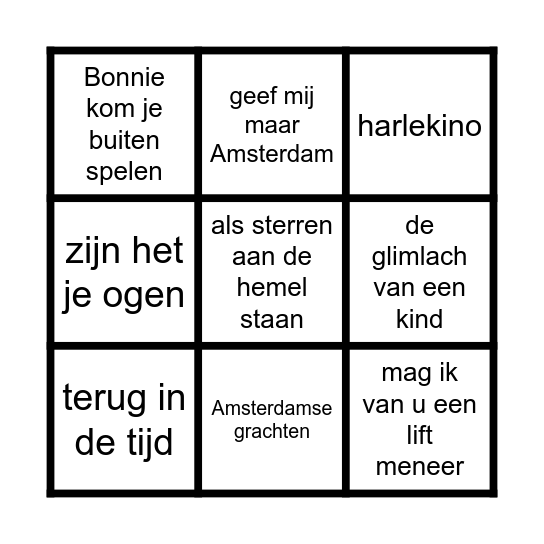 Muziek Bingo Card