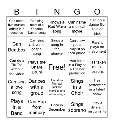 Music Makes Me Loose My Mind! Bingo Card