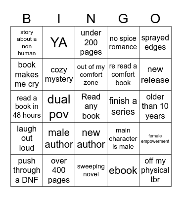 Reading Bingo 2026 Bingo Card