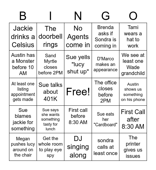 New Years Eve Bingo Card