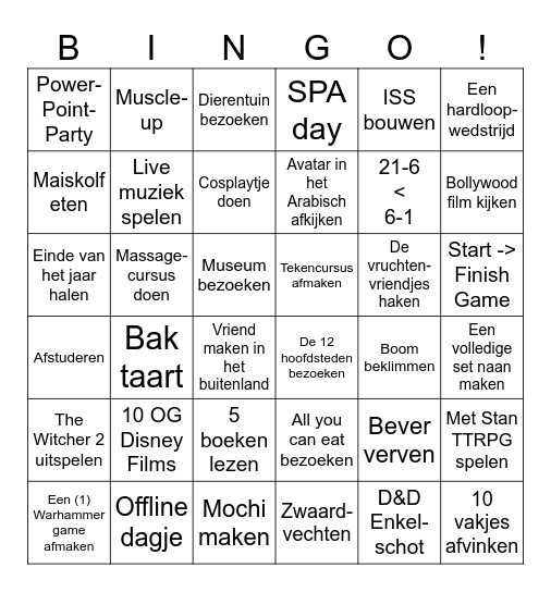 Bingo 2026 Bingo Card