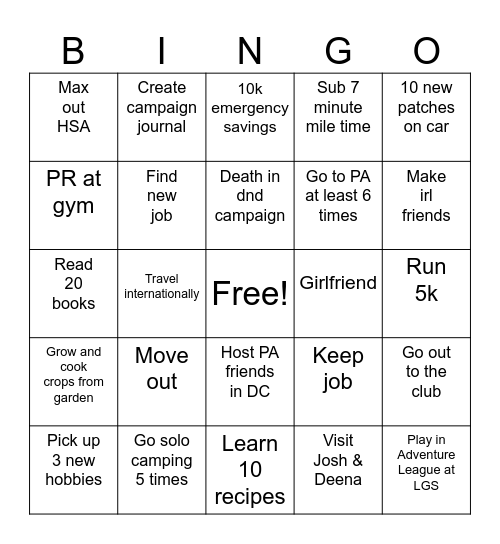 2026 Patrick Bingo Card