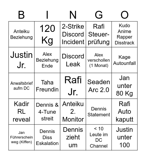 2026 DISCORD BINGO Card