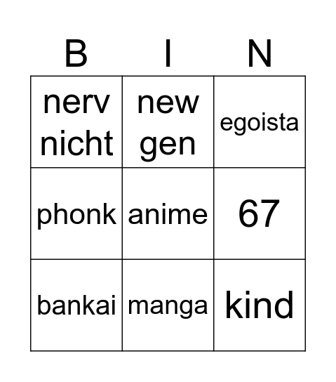 Untitled Bingo Card