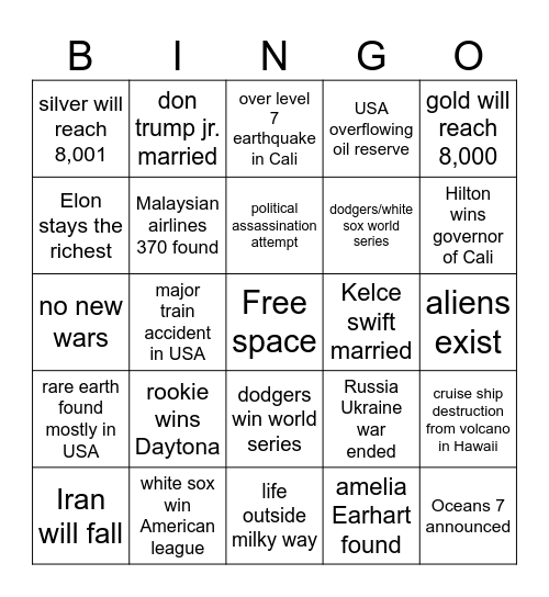 Grandpa's 2026 bingo Card