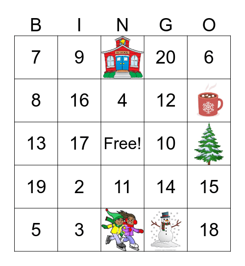 Winter Math Bingo! Bingo Card