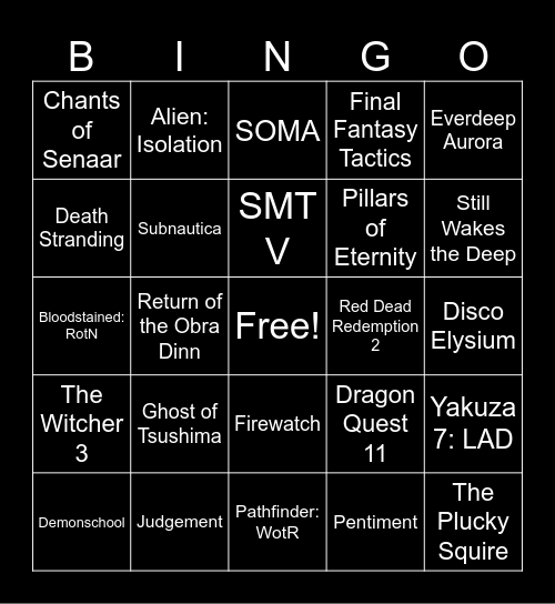 Backlog Bingo Card