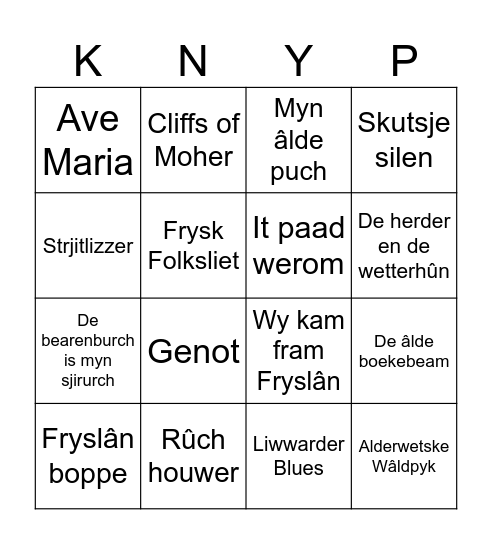Bonte boeven fryske bingo Card