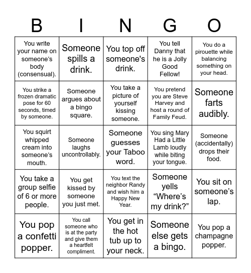 Kate & Danny's Happy New Year! Bingo Card