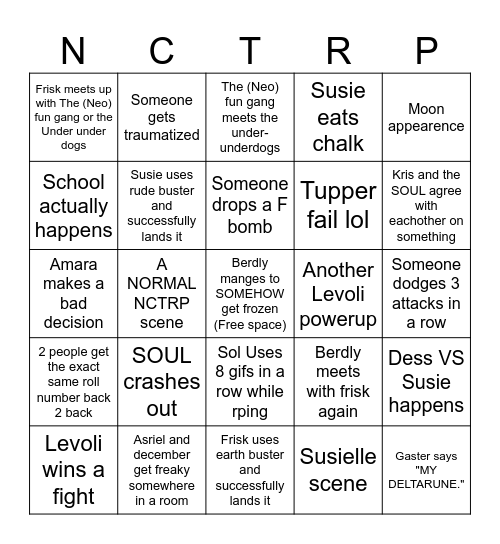 NCTRP 2025 BINGO Card