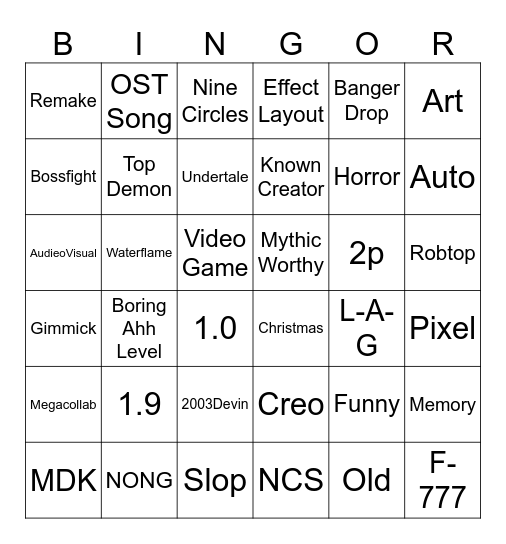 SENT TAB BINGoR Bingo Card