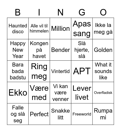 Nyttårsbingo 2025 Bingo Card