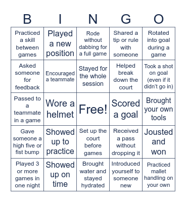 January Bingo Card