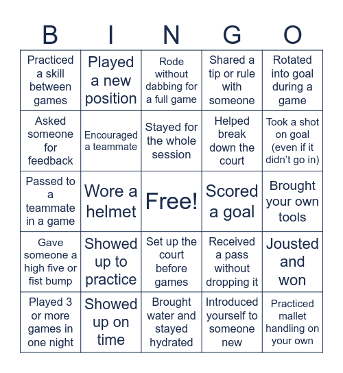January Bingo Card