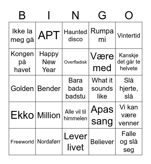 Nyttårsbingo 2025 Bingo Card