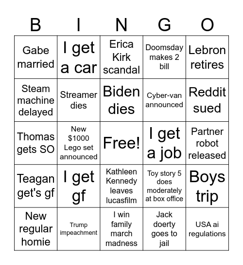 2026 bingo Card