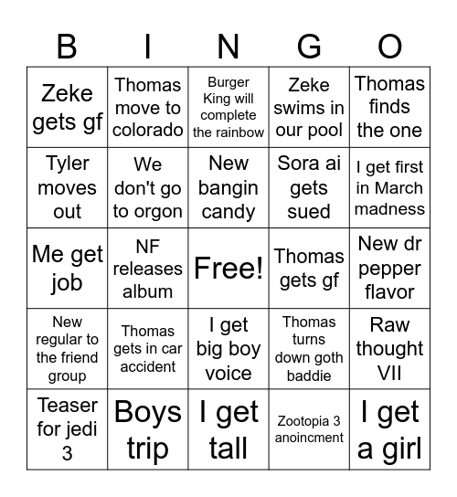 2026 bingo Card