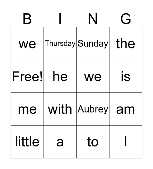 Mrs. Jenson's Class Bingo Card