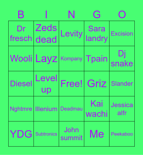 Beyond Wonderland Bingo Card