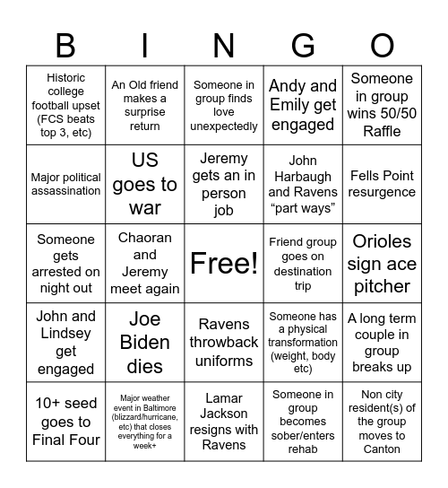 2026 Bingo Card