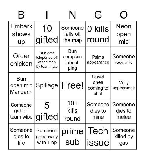 NYE in the Finals Bingo Card