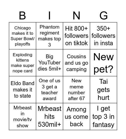 Jerry Bing Bingo Card