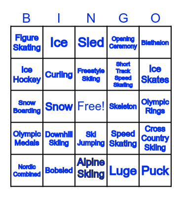 Winter Olympics BABY BINGO Card