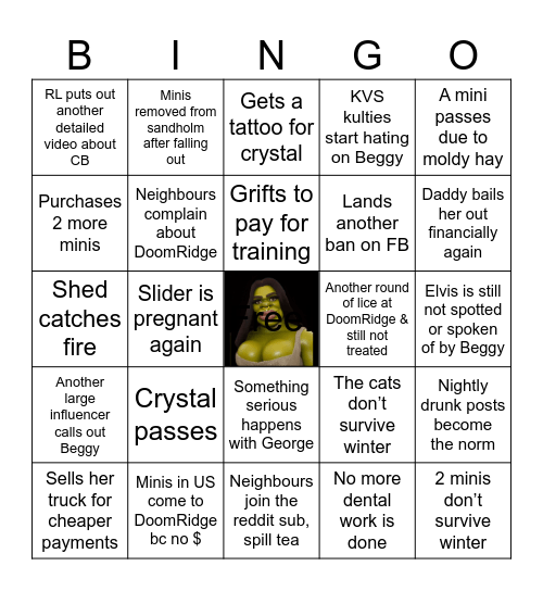 Beggy Bingo 2026 Bingo Card