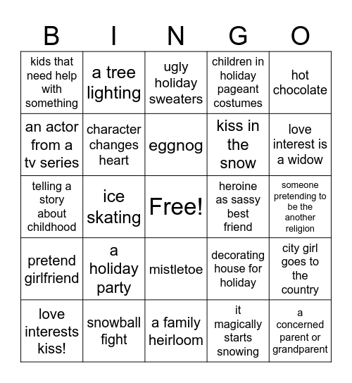 2025 Bad Holiday Movie Bingo Card