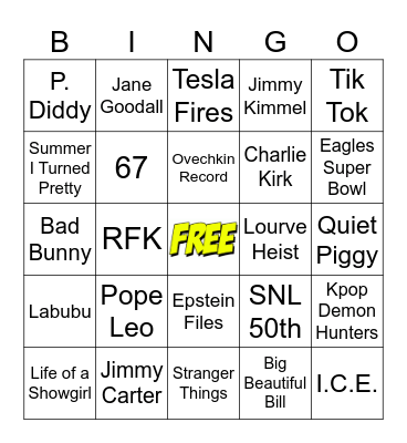 2025 NYE Bingo Card