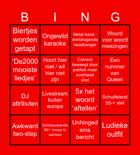TOP2000 BINGO Card