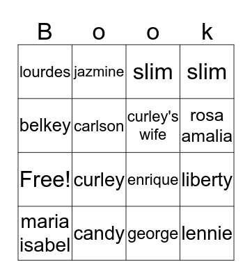 book Bingo Card
